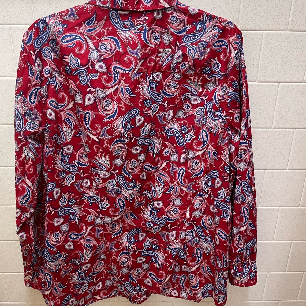 Talbots Red Paisley Button Down Shirt - Picture 6 of 13